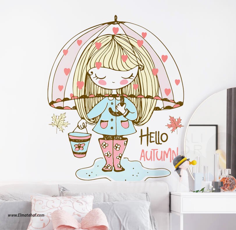 Elmatahaf-CU-G051 ملصق بناتي - أهلاً بالخريف (Hello Autumn) مقاسات متعددة - الصورة 1