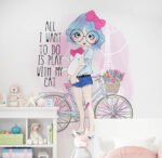 ⁦فتاه كيوت مع قطة وعجلة وقفص زهور، (All I want to do is Play with my Cat)⁩ - الصورة ⁦4⁩