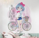 ⁦فتاه كيوت مع قطة وعجلة وقفص زهور، (All I want to do is Play with my Cat)⁩ - الصورة ⁦3⁩