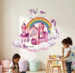 ⁦ملصق عملاق-وحيد القرن-unicorn-سحابات-قوس قزح-قلعة⁩ - الصورة ⁦5⁩