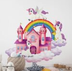 ⁦ملصق عملاق-وحيد القرن-unicorn-سحابات-قوس قزح-قلعة⁩ - الصورة ⁦3⁩