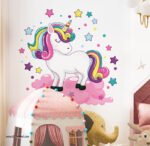 ⁦ملصق يوني كورن كيوت-Unicorn-نجوم ألوان-سحاب⁩ - الصورة ⁦4⁩