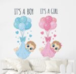 ملصق احتفال-مولود جديد-إنها فتاة-إنه ولد-IT'S A BOY-IT'S A GIRL