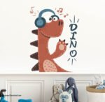 ⁦ملصق ديكور ديناصور كيوت (Dinosaur)-سماعة رأس-موسيقى⁩ - الصورة ⁦3⁩