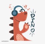 ⁦ملصق ديكور ديناصور كيوت (Dinosaur)-سماعة رأس-موسيقى⁩ - الصورة ⁦2⁩