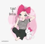 ⁦فتاة وقطة كيوت-Take A Break-قسطًا من الراحة⁩ - الصورة ⁦2⁩