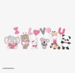 ⁦ملصق عملاق-I Love you-أنا أحبك-حيوانات كيوت-valentine's day⁩ - الصورة ⁦2⁩