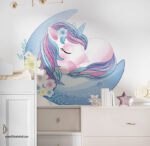 ⁦يوني كورن كيوت-ينام على القمر مع الزهور-cute unicorn⁩ - الصورة ⁦3⁩
