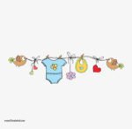 ⁦ملصق احتفال بمولود جديد-عصافير كيوت-ورد-قلوب-ديكور غرف الأطفال⁩ - الصورة ⁦2⁩