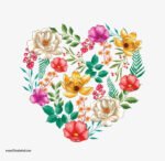 ⁦ملصق ديكور-زهور متنوعة على شكل قلب-ألوان زاهية⁩ - الصورة ⁦2⁩