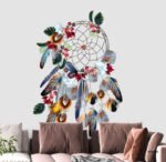 دريم كاتشر-Dream Catcher-ألوان متنوعة وزاهية-ريش-زهور-Flowers