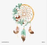 ⁦دريم كاتشر-تأثير الألوان المائية-Dream Catcher-ريش وزهور ملونة⁩ - الصورة ⁦2⁩