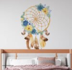 ⁦دريم كاتشر-Dream Catcher-صائد الأحلام-تأثير الألوان المائية-زهور وريش⁩ - الصورة ⁦3⁩