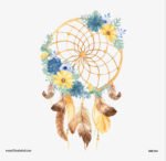 ⁦دريم كاتشر-Dream Catcher-صائد الأحلام-تأثير الألوان المائية-زهور وريش⁩ - الصورة ⁦2⁩