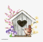 ⁦ملصق ديكور-منزل طيور-قلب- فروع الشجر-زهور ملونة⁩ - الصورة ⁦2⁩