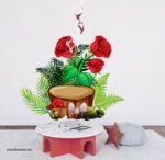 ⁦ملصق عملاق-مجموعة من الزهور الحمراء مع الفطر -أوراق الشجر⁩ - الصورة ⁦3⁩