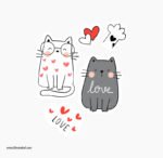 ⁦ميني استيكر-قطط كيوت-قلوب-حب⁩ - الصورة ⁦2⁩
