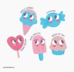 ⁦ميني استيكر-آيس كريم-Love-mini sticker-Ice cream⁩ - الصورة ⁦4⁩