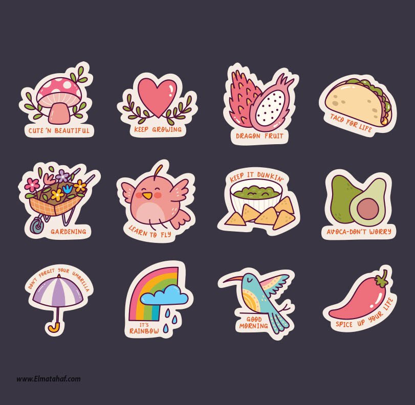 Elmatahaf-MS-021-ميني ستيكر-المتحف-Stickers-ملصقات ديكور_2 ميني استيكر-طيور-فاكهة-رينبو-زهور - الصورة 1