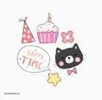 ⁦ميني استيكر-قطط-أعياد ميلاد⁩ - الصورة ⁦2⁩