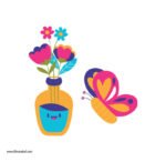 ⁦ميني استيكر-زهور-فراشة-ألوان مبهجة⁩ - الصورة ⁦2⁩