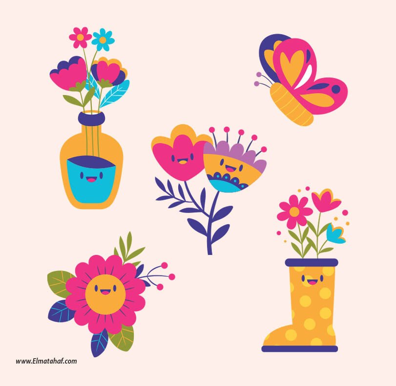 Elmatahaf-MS-030-ميني ستيكر-المتحف-Stickers-ملصقات ديكور_2 ميني استيكر-زهور-فراشة-ألوان مبهجة - الصورة 1