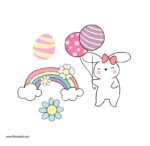 ⁦ميني استيكر-أرانب كيوت-زهور-قوس قزح⁩ - الصورة ⁦4⁩