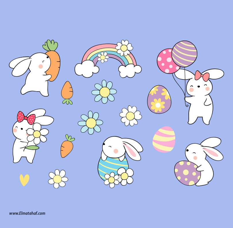 Elmatahaf-MS-031-ميني ستيكر-المتحف-Stickers-ملصقات ديكور_2 ميني استيكر-أرانب كيوت-زهور-قوس قزح - الصورة 1