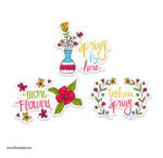 ⁦ميني استيكر-مجموعة من الزهور-نباتات-فصل الربيع-فراشات⁩ - الصورة ⁦3⁩