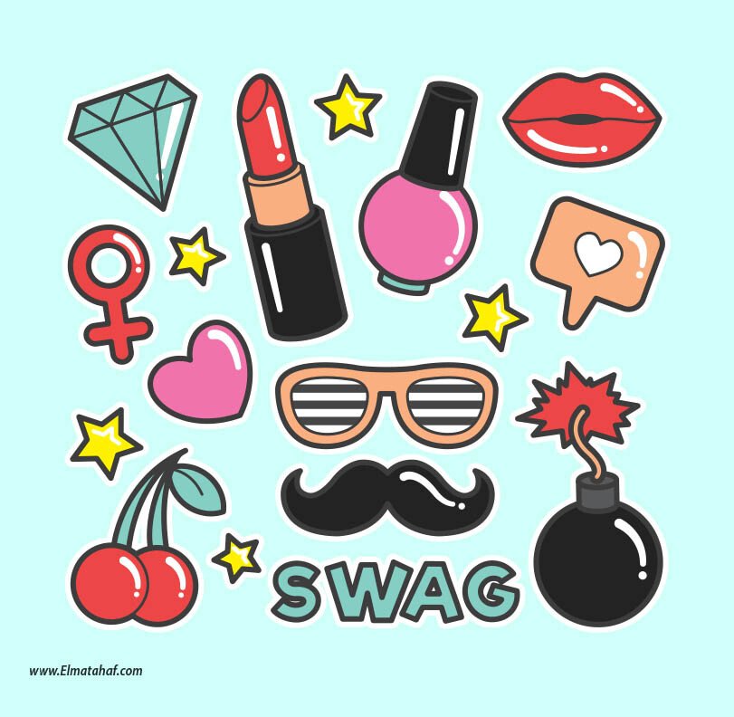 Elmatahaf-MS-040-ميني ستيكر-المتحف--mini-Stickers-ملصقات ديكور_2 ميني استيكر-أشكال مودرن-نظارة-شنب - الصورة 1