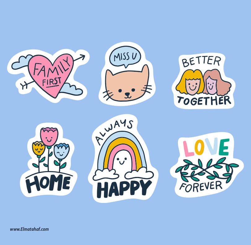 Elmatahaf-MS-042-ميني ستيكر-المتحف-Stickers-ملصقات ديكور_2 ميني استيكر-السعادة-الحب-العائلة - الصورة 1