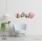 ملصق-كلمة-حب-Love-مع الزهور-Flowers