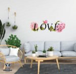 ⁦ملصق-كلمة-حب-Love-مع الزهور-Flowers⁩ - الصورة ⁦3⁩