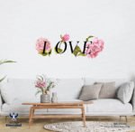 ⁦ملصق-كلمة-حب-Love-مع الزهور-Flowers⁩ - الصورة ⁦4⁩