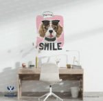 ملصق-كلب مع نظارة شمسية-Please Smile
