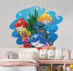 ⁦ملصق أطفال عملاق-أسماك قرش كيوت-عالم البحار-Shark⁩ - الصورة ⁦4⁩