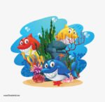 ⁦ملصق أطفال عملاق-أسماك قرش كيوت-عالم البحار-Shark⁩ - الصورة ⁦2⁩