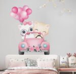 ⁦ملصق عملاق-قطط-سيارة-بالونات-ورد-زهور-بنات كيوت⁩ - الصورة ⁦4⁩