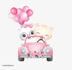 ⁦ملصق عملاق-قطط-سيارة-بالونات-ورد-زهور-بنات كيوت⁩ - الصورة ⁦2⁩