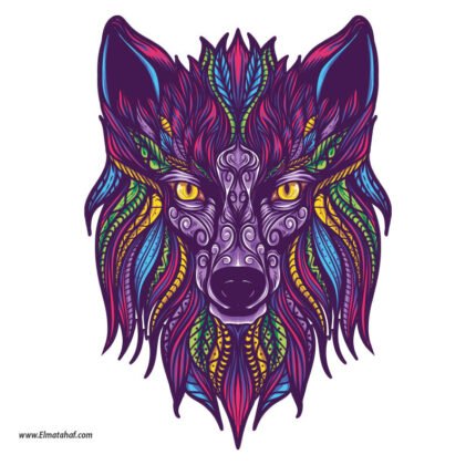 استيكر-ملصق ديكور-أشكال وزخارف وجه ذئب-Power Wolf