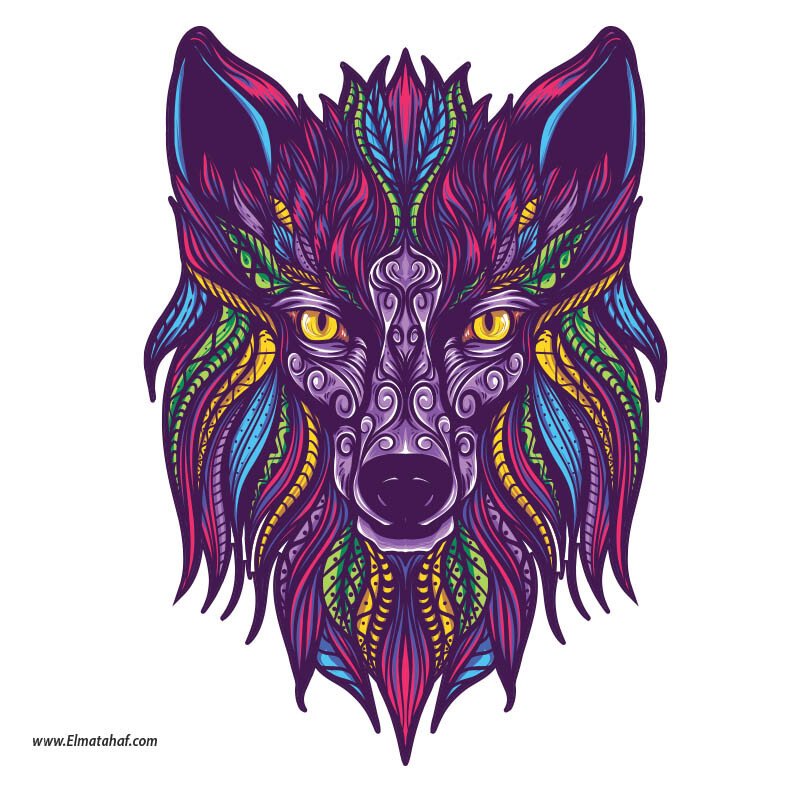 Elmatahaf-FAN-004-استيكر-استيكرات عربيات-زينة عربيات-ملصقات ديكور-المتحف_6 استيكر-ملصق ديكور-أشكال وزخارف وجه ذئب-Power Wolf - الصورة 1