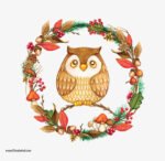 ⁦ملصق طائر بومة كيوت -وزهور⁩ - الصورة ⁦2⁩