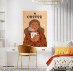 ⁦بوستر-ملصق ديكور-إمرأة-فنجان قهوة-Love Coffee⁩ - الصورة ⁦3⁩