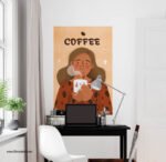 ⁦بوستر-ملصق ديكور-إمرأة-فنجان قهوة-Love Coffee⁩ - الصورة ⁦2⁩