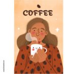 بوستر-ملصق ديكور-إمرأة-فنجان قهوة-Love Coffee