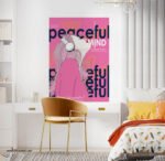 ⁦بوستر-ملصق ديكور-إمرأة-سماعات-العقل المُسالم-Peaceful mind⁩ - الصورة ⁦3⁩