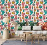 ⁦ورق حائط-زرع-نباتات-زهور-ورد-صبار-ألوان زاهية-Flowers⁩ - الصورة ⁦5⁩