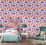 ⁦ورق حائط مودرن-زهور ألوان-أوراق الشجر-Flowers-الربيع⁩ - الصورة ⁦5⁩