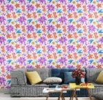 ⁦ورق حائط مودرن-زهور ألوان-أوراق الشجر-Flowers-الربيع⁩ - الصورة ⁦3⁩