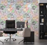 ورق حائط-أختام-wallpaper-مجموعة من بلدان العالم-ألوان-Stamps